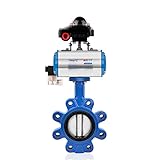 UNOX DN50 Lug Type Butterfly Valve with Double Acting Pneumatic Actuator and Iron Disc- Limit Switch Box + 1/4
