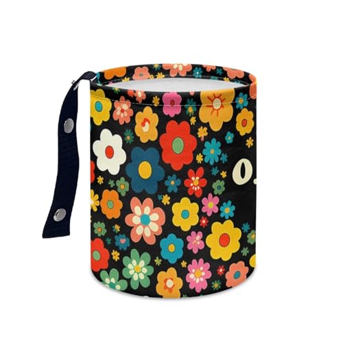 Image of Black Cat Florals Car Trash Can Collapsible Auto Trash Bin Multipurpose Rubbish Holder Christmas Decoration for Front Seat, Back Seat, Floor, Headrest