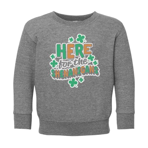 Here for the Shenanigans Kids Sweatshirt Toddler 5T Granite Heather