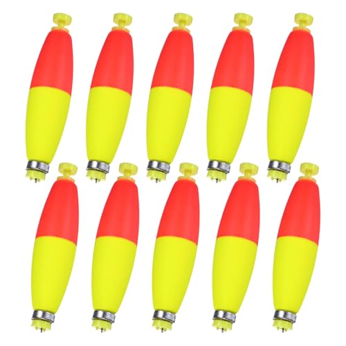 M METERXITY 10-Pack Fishing Bobbers Floats, 3 Inch EVA Foam Weighted Bobbers for Crappie/Bluegill/Trout Bass/Catfish, Clip-on Floats Slip Corks Floaters Strong Buoys [Red & Yellow]