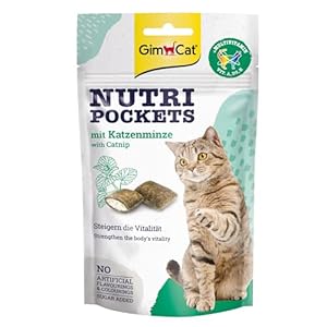 GimCat Nutri Pockets Katzenminze – Knuspriger Katzensnack mit cremiger Füllung und funktionalen Inhaltsstoffen – 1 Beutel (1 x 60 g)
