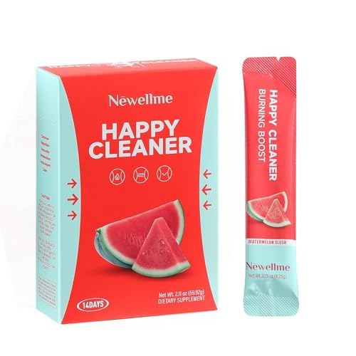 Newellme Watermelon Berry Superfoods Happy Cleaner Powder, Happy Cleaner Para Bajar De Peso Drink, Natural Antioxidant & Greens Mix with Fruits and Veggies, Vegan(14 Packets, Watermelon)