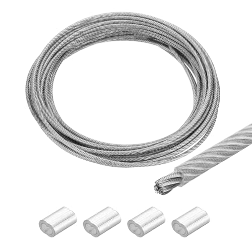 MECCANIXITY 66Ft(20M) Wire Rope 304 Stainless Steel Cable 5/32