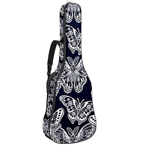 Sac à dos guitare acoustique pour le voyage, motif alpaga et fleurs de Couleur 9