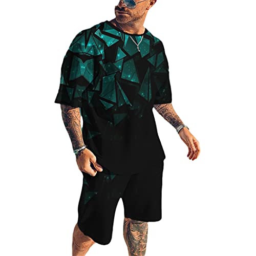 Ensemble t-shirt short homme imprimé 3D pour vos journées décontractées à la plage