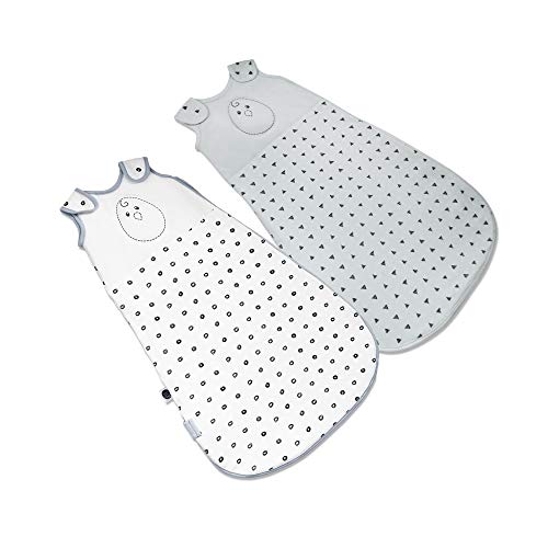 Nested Bean Zen Sack 2 Pack - Gently Weighted Sleep Sacks | Baby: 0-6 Months | Cotton 100% | Help Newborn/Infant Swaddle Transition | 2-Way Zipper | Machine Washable