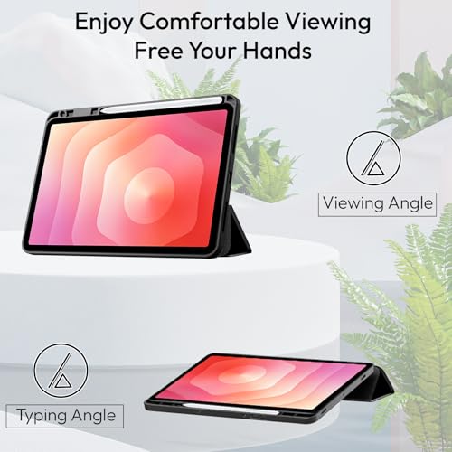 Image of Robustrion Cover Case for Samsung Galaxy Tab S11 11 inch Cover with [S-Pen Holder], Hybrid Flip Cover Case for Samsung S11 Tablet 11 inch with Transparent Back [Auto Sleep Wake] - Black
