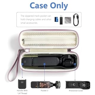 Linpr Étui de Transport pour DJI Osmo Pocket 3, Case de Protection Rigide pour Caméra, Sac de Rangement de Voyage pour Pocket 3 et Accessoires, Sac pour Appareil Photo avec Fermeture éclair (Violet)
