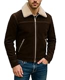 III-Fashions Men's Rick Season 5 Inspired Big & Tall Jacket - Western Brown Trucker Suede Leather Jacket Cowboy Style Winter Coat with Fur Shearling Collar