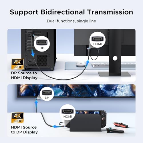 image for UGREEN 4K@60Hz Bidirectional HDMI to Displayport Cable Male to Male Ad