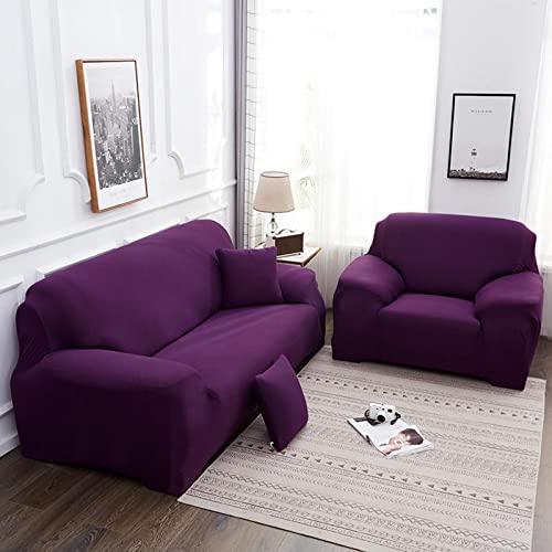 Housse de canapé extensible violette jacquard antidérapante