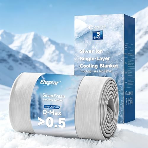Elegear Silver Infused Cooling Blankets for Hot Sleepers, Upgraded Arc-Chill 3.0 Cool Fiber (Qmax0.5), Odor Reduction & Hypoallergenic, Breathable Lightweight Cold Blanket for Night Sweats, Queen
