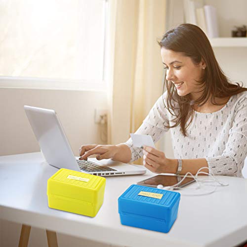 Index Card Holder 3 x 5 inch - Recipe Card Box Plastic Storage Organizer for Filling 350 to 400 Notecards, Addresses & Recipes - 4 Colors (3 x 5 inch)
