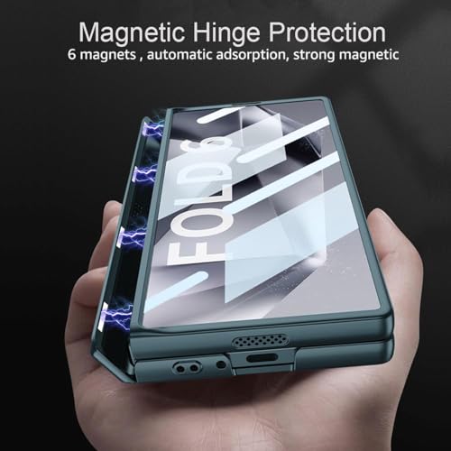 Image of Kapa Magnetic Hinge with Inbuilt Stand Case for Samsung Galaxy Z Fold 6 | Shockproof Stand Hybrid Bumper Back Cover (Green)