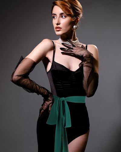 Image of Glitopper Women Chiffon Sash Belt Dress Sash Waist Bridal Wedding Belt 50s Accessories 3'' Wide