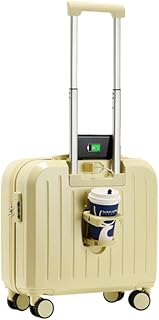 [ORGANZAA] キャリーケース 機内持ち込み キャリーバッグ 小型 スーツケース s キッズ USBポート付き ドリンクホルダー ダイヤル式ロック 3段調節キャリバー Xベルト 軽量 短期旅行 短期出張 3日2泊 18インチ 46L 2.3KG イエロー