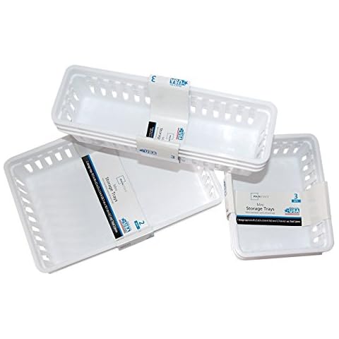 FriendShip Shop Plastic Storage Trays Baskets Organization Bundle, 3 Sizes Cover