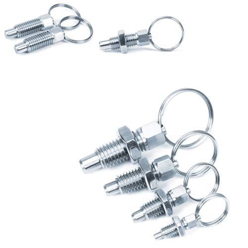 POFET 5 Stück rostfreier Indexkolben aus rostfreiem Stahl mit Zugring M8,Federkolben mit Zugring, M8 Schnellspannstift mit Fallnocken und Feder