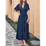 MASCOMODA-Women-Boho-Swiss-Dot-Maxi-Dresses-Wrap-V-Neck-Flutter-Short-Sleeve-Solid-Tie-Waist-A-Line-Tiered-Flowy-Long-Dresses