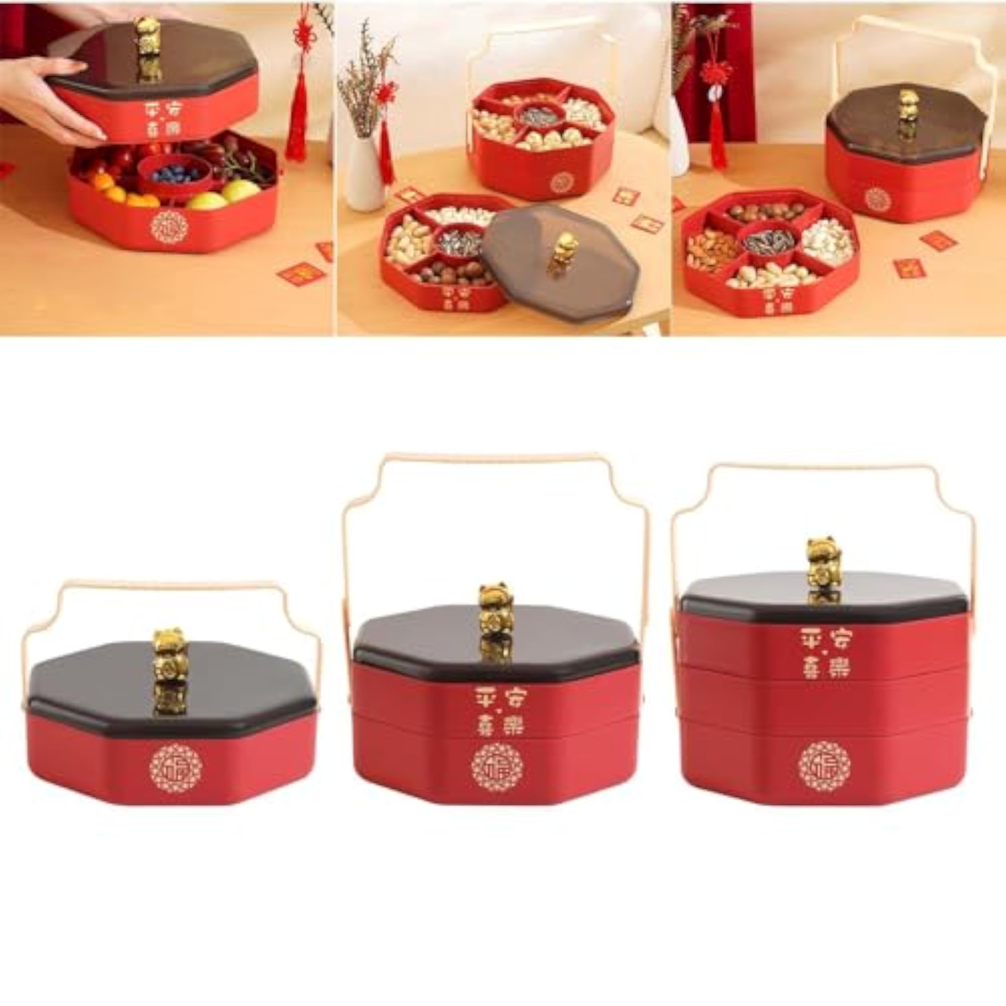 Portable Divided Serving Tray with Lid for Entertaining