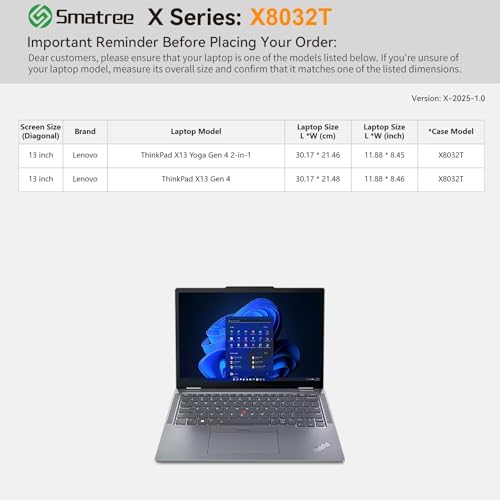 Image of Smatree Hard EVA Protective Sleeve Case Compatible for 13 inch Lenovo ThinkPad X13 Yoga Gen 4 2-in-1 Laptop /ThinkPad X13 Gen 4 Notebook Bag, Green (X8032TG)