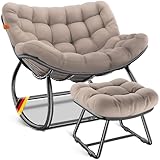 KESSER® Schaukelstuhl für drinnen & draußen ergonomischer Schaukelsessel | maximale Belastung von 120kg Relaxsessel mit Rutschfesten Füßen, Witterungsbeständig (Taupe, XXL Chillexer Pro)
