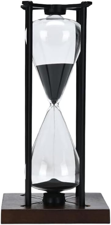 Large Iron Timer Effective 30/60Minute Sand Timer in Wood Base for Meditations and Concentration