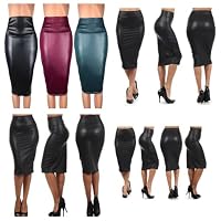 Frauen PU Rock mit hohem Taillenbeutel - Schwarzer Kunstleder Wrap Bürorock - Elastische lässige, schlanke hippegewickelte Bleistiftkleid - Halbkörper Midi Hip Business Rock für Arbeit – Ansicht 5