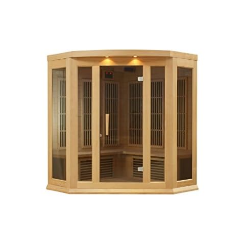 DYNAMIC SAUNAS Maxxus 3 Per Low EMF FAR Infrared Carbon Corner Canadian Hemlock Sauna Cover