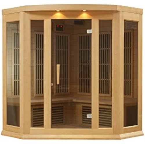DYNAMIC SAUNAS Maxxus 3 Per Low EMF FAR Infrared Carbon Corner Canadian Hemlock Sauna