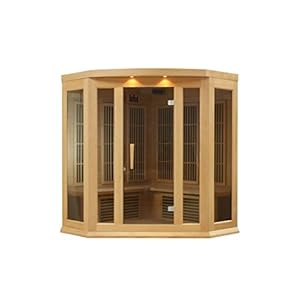 DYNAMIC SAUNAS Maxxus 3 Per Low EMF FAR Infrared Carbon Corner Canadian Hemlock Sauna