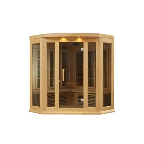 DYNAMIC SAUNAS Maxxus 3 Per Low EMF FAR Infrared Carbon Corner Canadian Hemlock Sauna