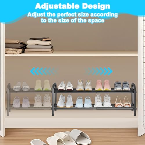 2 Niveaux Étagère à Chaussures Extensible, Rangement Chaussure Réglable pour 8-10 Paires Shoes, Porte Chaussures Gain de Place en Métal, Shoe Rack pour Entrée, Salon, Chambre, Dressing,Couloir,Placard – Image 4