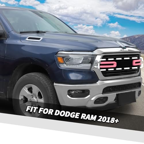 Image of Jimen Compatible with Dodge Ram 2018-2025, 2PCS Front Grille Cover Exterior Trim Accessories (Pink)