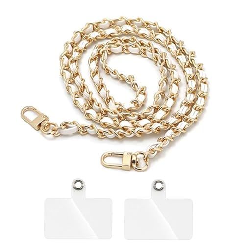 [HOPEOME] スマホストラップ 携帯ストラップ チェーン ショルダーストラップ チェーン肩紐 ショルダー ネックストラップ 紐 バッグチャーム 金具付き ハンドバッグ 付け替え 交換用 ストラップ 120 CM-Aホワイト