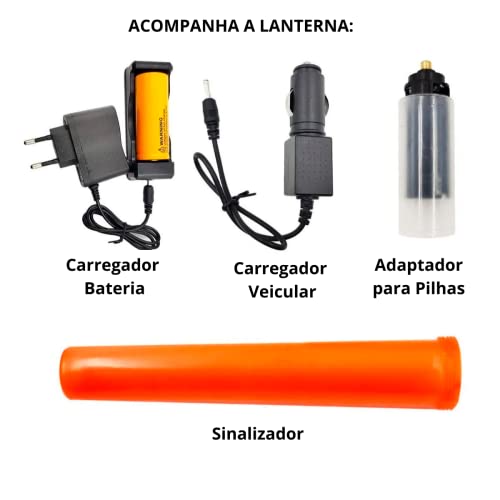 Lanterna Tática Militar Led 900 com Zoom Profissional Potente Alta Luminosidade Com Sinalizador TAMO