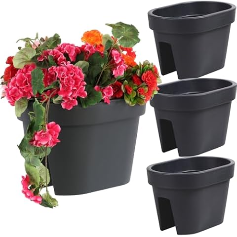 Set of 3 Anthracite Balcony Flower Boxes Cover