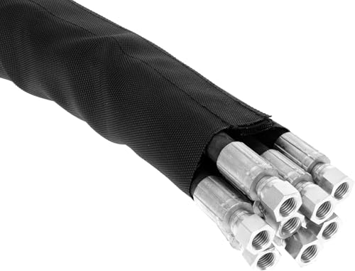Safeplast Safe-Wrap Hydraulische slangbescherming met klittenbandsluiting, Ø 40 mm, lengte 10 m, flexibele en waterdichte kabelslang, zwart