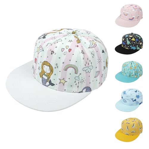 QIYIENDIAN Kinder Baseballpet Verstelbare Hoed Zonbescherming Peuter Zonnehoeden voor Meisjes Jongens(Mermaid4-8Y)