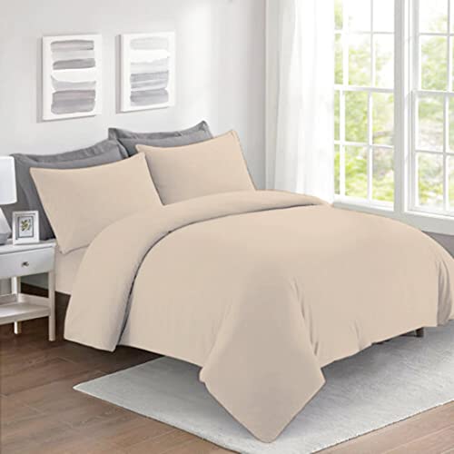 Dazzle Collection® Housse de couette et taie d'oreiller 100 % coton égyptien 300 fils au pouce carré | Parure de lit (lit simple, moka) Cover
