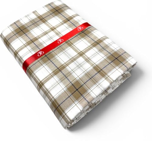 Image of JHABAK'S Cotton Blend Unstitched Checkered Fabric for Men - 2.35m Shirt Piece / 3m Kurta Piece - Width 36 Inches