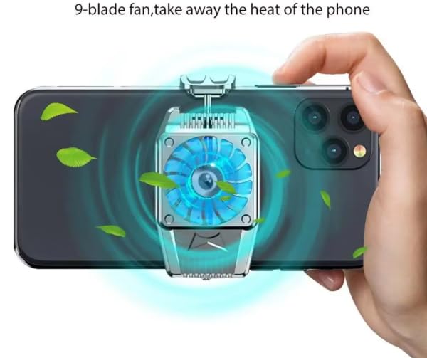 Phone Cooler for Gaming, Mobile Phone Cooling Fan Lightweight Quiet with RGB Light, Rechargeable Cellphone Radiator for 2.8-4 inches iPhone/Android, Universal Buckle Clamp