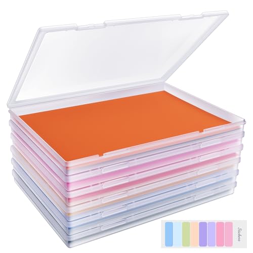 FAAYUCK 6 Pack Photo Storage Box, Fits 8' x 10' Photo, Large Plastic Scrapbook Paper Storage with Snap-Tight Latch, Photo Organizer for Protecting Photos, Crafts, Scrapbooks, Office Supplies, Files