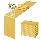 Horbaunal 6 Pack Satin Runners 12 x 72 Inch Bright Silky Smooth Satin Table Runners for Birthday Wedding Party Banquets, Luxury Gold