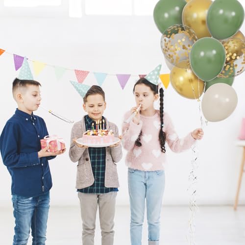 Image of 68Pcs Balloons Kit 12 Inch, Sage Green Balloon Sand White Metallic Gold Balloon Confetti with Ribbons, Party Balloons for Baby Bridal Shower Wedding Birthday Decorations.