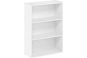 FURINNO Pasir Open 3-Tier Bookshelf/Display Rack - Plain White