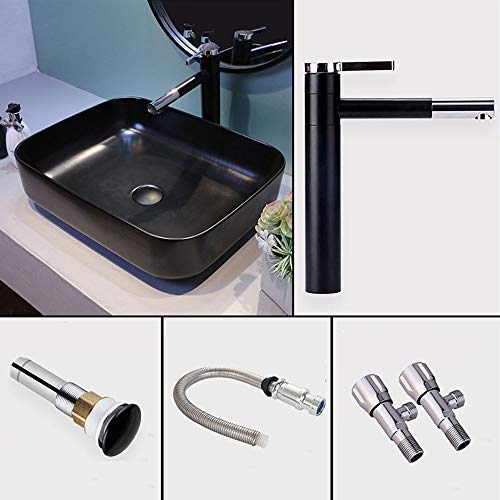 Lavabo rectangulaire simple Noir compact résistant aux rayures pour petite vasque - 3