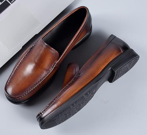 Santimon Men’s Leather Loafers Slip-On Dress Shoes – Comfortable Business Casual Penny Loafer – Lightweight Slip-Resistant Sole for Office3