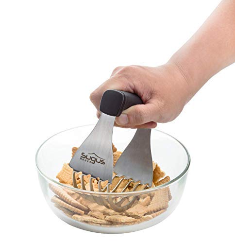 SUGUS HOUSE (4.7 x 3.9 x 1.7) inch Premium Large Dough Blender #304 Stainless Steel Pastry Cutter Pizza Dough - Smooth Baking Dough Tools Heavy Duty Pastry Blender (Black/Large)