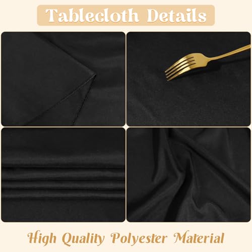 HAISIWLKJ 2 Pack 90 Inch Black Round Tablecloth for Round Table Washable Reusable Outdoor Polyester Fabric Decorative Table Cover for Dining, Buffet, Camping, Baby Shower, Party by HAISIWLKJ - Used condition - Image 4